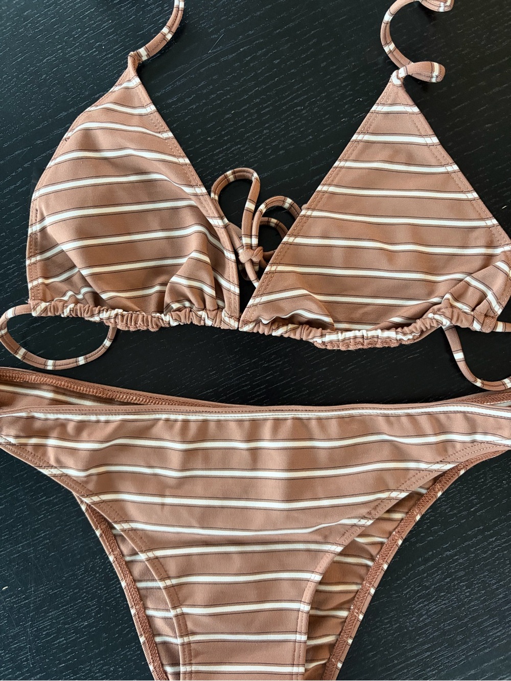 Zara Tan & White Stripe Bikini